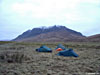 Camped between the two halves of Lochan na h-Earba, with Binnein Shuas in the background