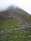 Looking up Am Bodach from the col